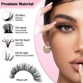 Lash Clusters Kit 800pcs Wispy Eyelash Clusters D Curl Lashes Clusters DIY Lash Extension Kit With Lash Bond and Seal, Lash Tweezers, Lash Remover，Lash Brush（30D&40D&50D&60D，8-17mm）