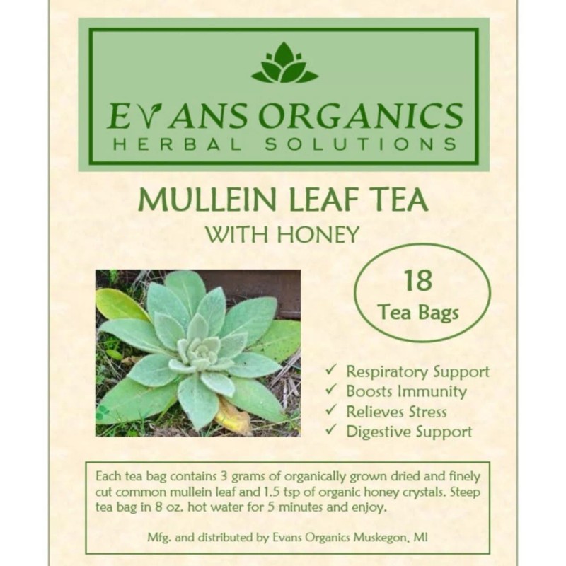 Evans Organics Mullein Leaf Herbal Tea For Respiratory Support