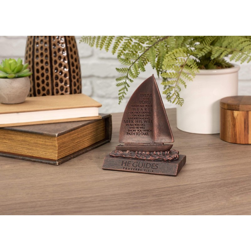 Lighthouse Christian Products He Guides Bronzelike Finish 4.5 x 5.25