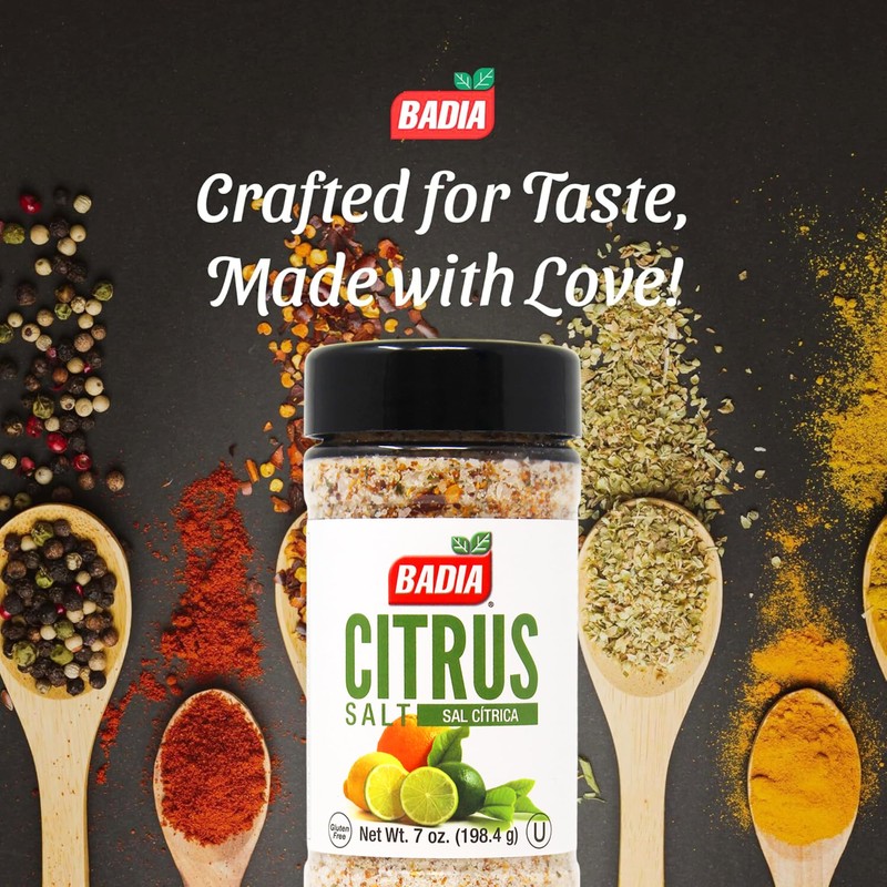 Badia Citrus Salt, 7 oz – Zesty Blend of Sea