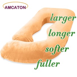 AMCATON 60 Inch Pregnancy Pillow for Sleeping, Extra Large U Shaped Body Pillow, Maternity Pillow for Pregnant Women (Brown)
