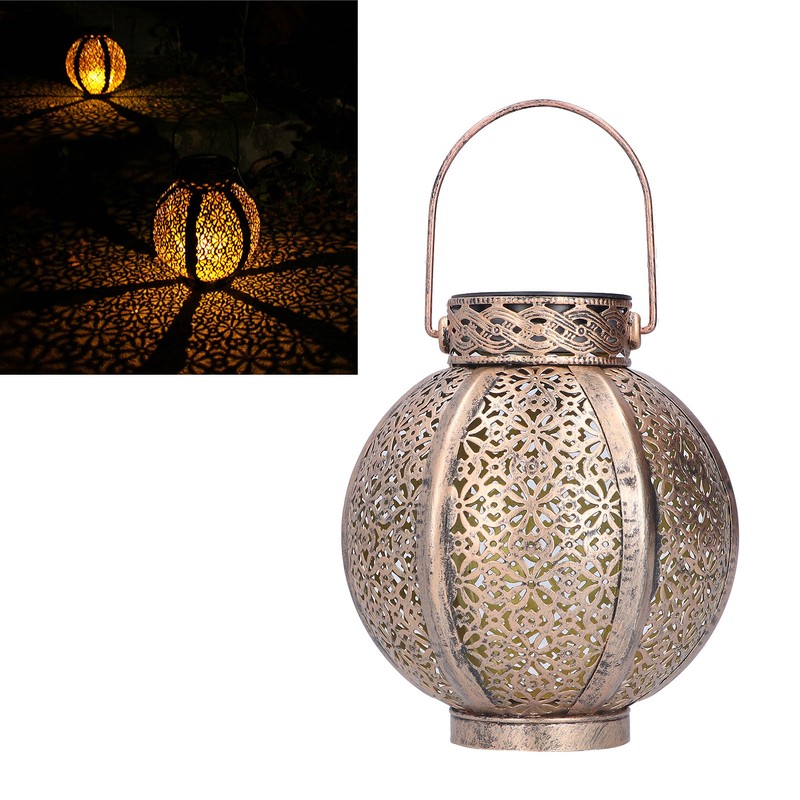 Solar Hollow Light Waterproof Retro Style Solar Landscape Hollow Lantern