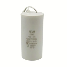 40UF MFD CBB60 Motor Run Capacitor 450VAC Volts Round Cylinder 2 Wires, Metallized Polypropylene Film Capacitor for Motor Run, Air Conditioners, Washing Machines and Water Pumps