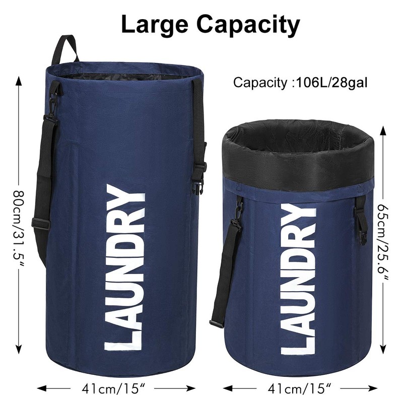 Chrislley 106L Extra Large Laundry Hamper Collapsible Laundry Bag Backpack