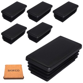 SKIR'CO Pack of 6 Rectangular Plastic Plugs 30 x 60 mm, Matt Rectangular Plugs, Rectangular Tube Inserts, Fence Post Caps, Black RAL 9005