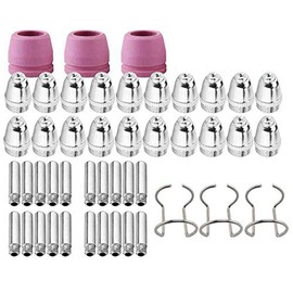 46PCS for -55-60 WSD-60 Plasma Cutter Consumables Kit Plasma Cutting Torch Tip Nozzles Electrodes Shield Cap 1.0mm