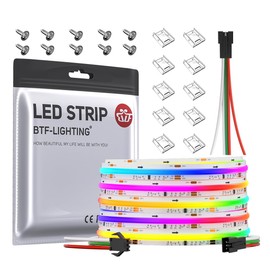 BTF-LIGHTING FCOB WS2811 IC RGB IC LEDテープライト 高密度 フレキシブル 均一光 5M 720LEDs/m 3PIN RGBIC 100IC 幅12mm ストリップライト DC24V アドレス指定可能 プログラマブル可能 ドリームフルカラー 調光調色 変形可能 切断可能 寝室 キッチンホーム 屋内装飾 エネルギークラス IP30非防水 FOB 白PCB