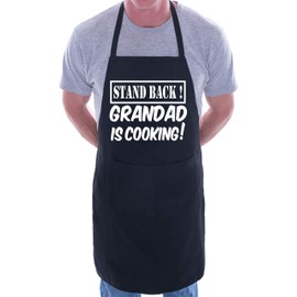 Stand Back Grandad Is Cooking Fathers Day BBQ Novelty Apron Black