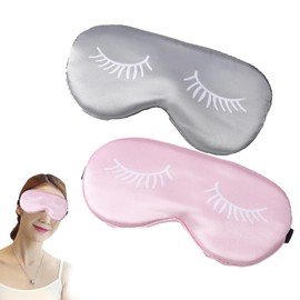 Jimkply 2 Stück Seidenschlafmaske mit verstellbaren Gurten Augenmasken zum Schlafen, Lichtdicht und Verstellbar, Atmungsaktiv und Ohne Druckgefühl