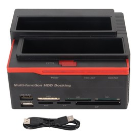 HDD Docking Station Dual Bay 480Mbps USB2.0 to SATA IDE Clone Function Hard Drive Reader for 2.5/3.5in 8TB SSD 100‑240V UK Plug