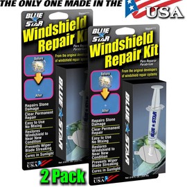 BLUE STAR (2PACK) DIY WINDSHIELD GLASS REPAIR KIT STONE DAMAGE CHIP MODEL # 777
