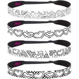 Hipsy Coloring Bands Adjustable NO SLIP Headband Valentine's Day Activities Sets for Kids and Adults (Valentine's Multi Heart 4pk)