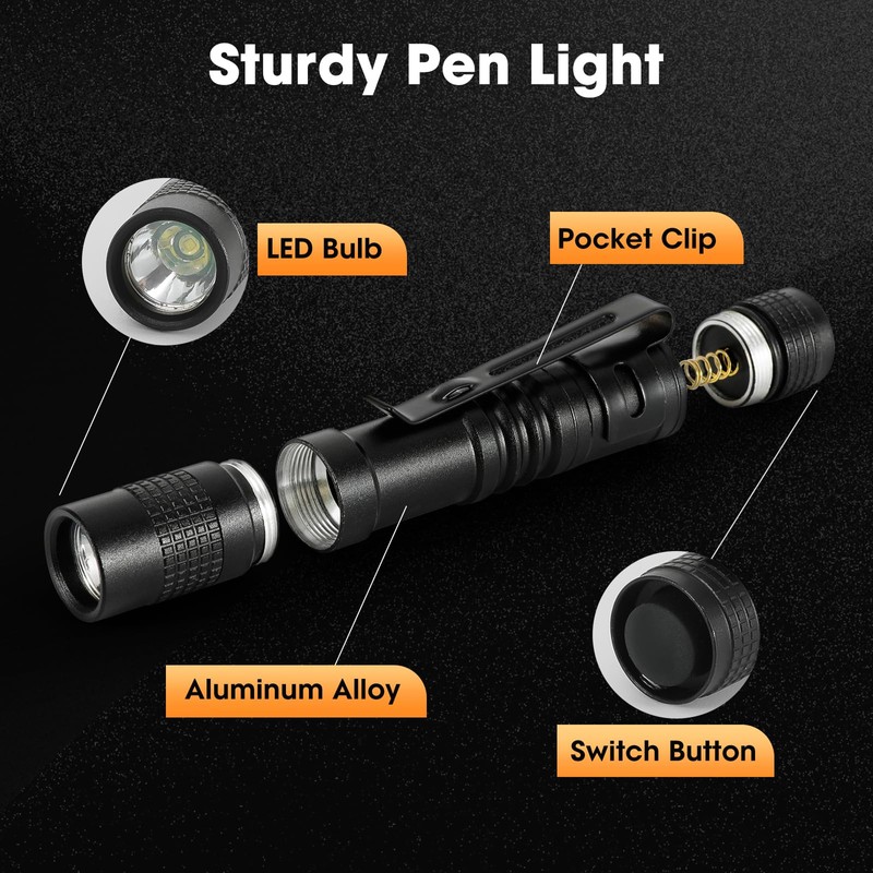Cussity 16 Packs Mini Small Pen Flashlight, Handheld Pen Lights