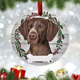 E&S Imports German Shorthaired Ornament - E&S Pets DIY Personalizable Dog Gifts Ceramic Round with Glazed Finish X-mas Decoration Christmas Ornaments Craft for Pet Lovers