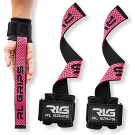 RL Grips™ Wrist Straps W2 Weight Lifting Belt with Wrist Strap, Powerlifting, Grip Straps, Weight Lifting Straps, Training Straps (Pink)