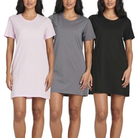 Real Essentials 3 Pack Nightgowns Women Pijamas Night Gowns Moo Moos Cotton Dresses Sleepshirts Pajama Shirts House