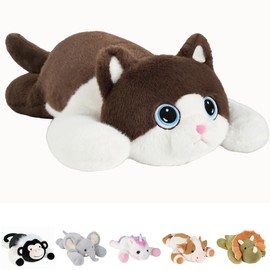 GILFWM Weighted Stuffed Animals Cat - 25" Big Toy Pillow Plushie Gifts for Kids Boys Girls & Adults, 5 lbs Soft Washable Plush Pillowfort