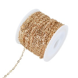 DecorDwell 10 Metre Jewellery Chain Roll, 2 mm Jewellery Making Chain, Cable Link Chain, Cable Chain Metal Chain, Chain Roll Gold, Accessories for Jewellery Crafts Making DIY Crafts (Gold)