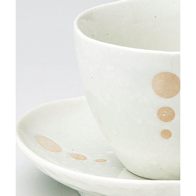 Soho Kiln 751-52-463 Coffee Cup, Dot, Cup & Saucer, White,