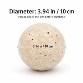 Artisanal Abode Natural Travertine Decorative Sphere, 3.94 Inch Stone Ball Decor, Hand-Polished Beige Orb Accent for Coffee Table, Shelf, Dresser and Living Room