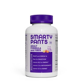 SmartyPants Fiber Supplement & Multivitamin for Men & Women: Multivitamin Fiber Gummies with Vitamin D3, C, Vitamin B12, B6, A, K & Zinc, Omega 3 Fish Oil (EPA/DHA), Biotin, 180 Count (30 Day Supply)