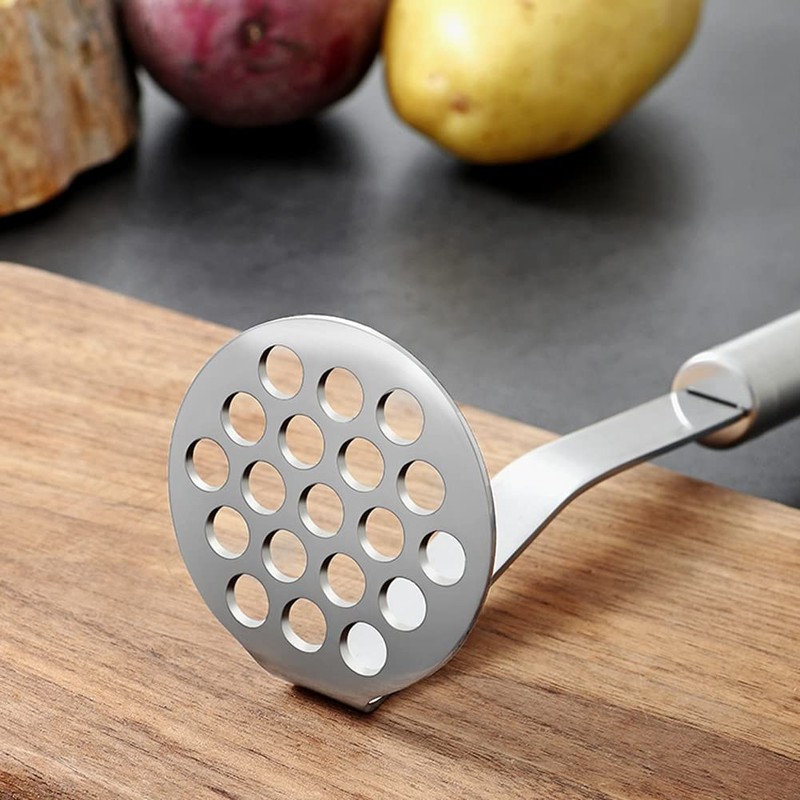 Potato Masher Stainless Steel, Garlic Press, Kitchen Food Mashr for