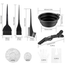 VARHHUXHA 10 Pcs Hair Dye Coloring Set, Hair Dye Colouring Kit, DIY Beauty Salon Hair Dye Bleaching Tools Kit, Including Hair Dye Brush, Hair Mixing Bowl, Ear Cover, Shawl, Gloves, Hair Clips