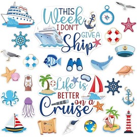 27PCS Cruise Door Decorations Magnetic, Large Nautical Cruise Magnets for Door Reusable Funny Carnival Cruise Ship Door Magnets Cruise Cabin Magnets for Door Decorations Fridge Car Computer