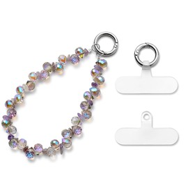 MORSUNBELA Universal Phone Chain Cell Phone Charm Strap Phone Lanyard Hand Wrist Strap Lanyard Bracelet Beads Purple