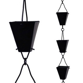 Nutshell Stores Tapered Square Cups Rain Chain - Black - 16 Feet