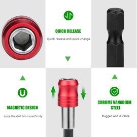 Magnetic Drill Bit Holder Hex Shank 60mm 3 Pack Red, Mellbree Screwdriver Impact Drill Bit Holder Quick Release 1/4" Hex Shank Drill Bits Fit Bosch Makita Milwaukee Dewalt etc