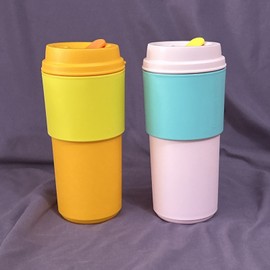 Tupperware 2 Tupperware ECO To Go Travel Cups Tumblers w/Sleeve 16 oz Hot or Cold New