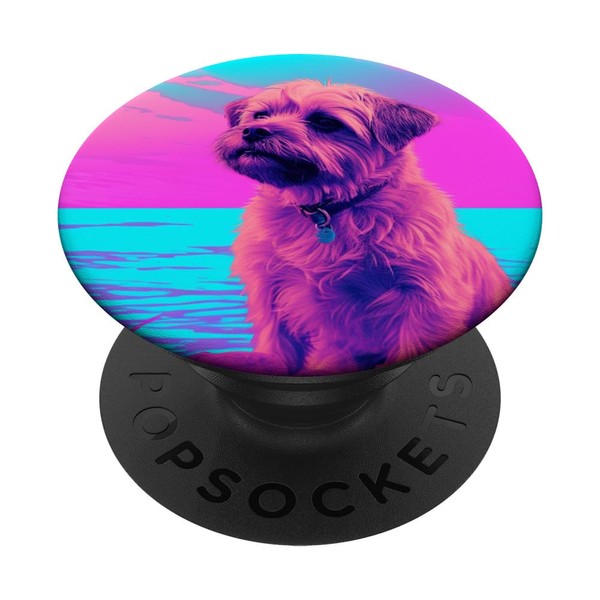 Retro 80s Dog Vaporwave Norfolk Terrier PopSockets Swappable PopGrip