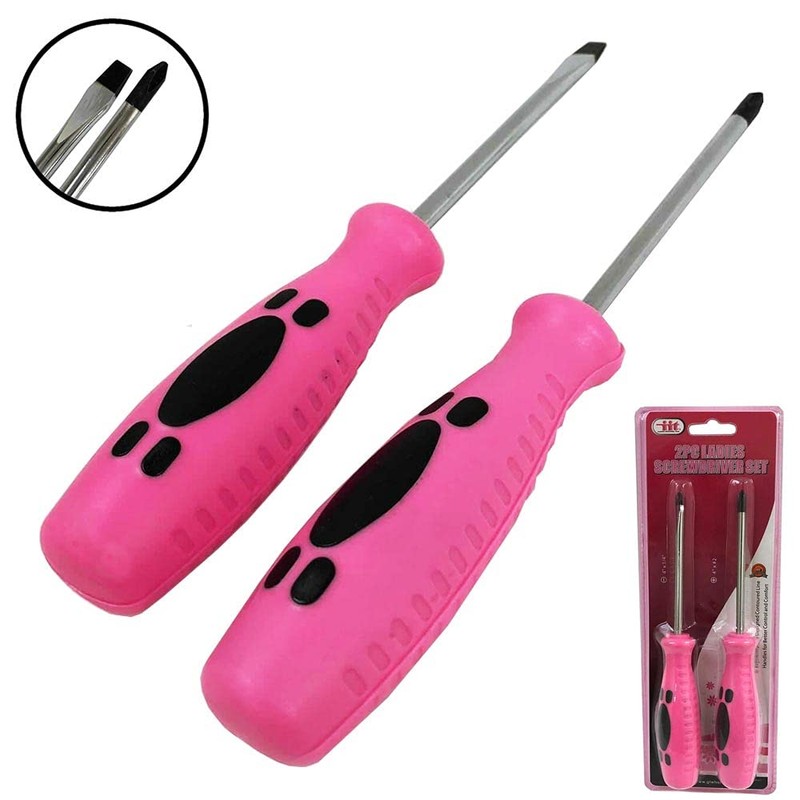 Generic 2 Pc Ladies Pink Screwdriver Set - Flat &
