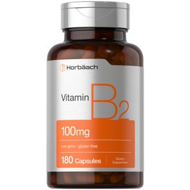 Horbäach Vitamin B2 100mg | 180 Capsules | Riboflavin Supplement | Non-GMO & Gluten Free