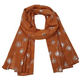 World of Shawls New Ladies Womens Glitter Sparkle Print Scarf Scarves (Dandelion - Burnt Orange)
