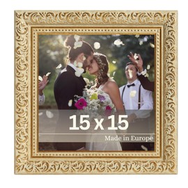 VictoR Rubens Vintage Picture Frame 15 x 15 cm Gold Green Frame 30 x 20 mm Real Glass Baroque Antique Gold Square Picture Frame