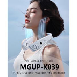MGUP Neck Air Conditioner with 6 Adjustable levels,Cooling Neck Fan Support 360°Airflow and Cooling Plate,5200mAh Portable Rechargeable Wearable Personal Fan,Fast Cooling for Women/Men