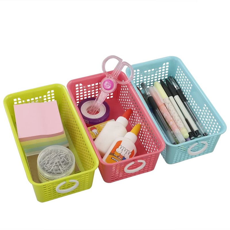 Kekow Small Plastic Storage Baskets, Office Supply Basket with Little
