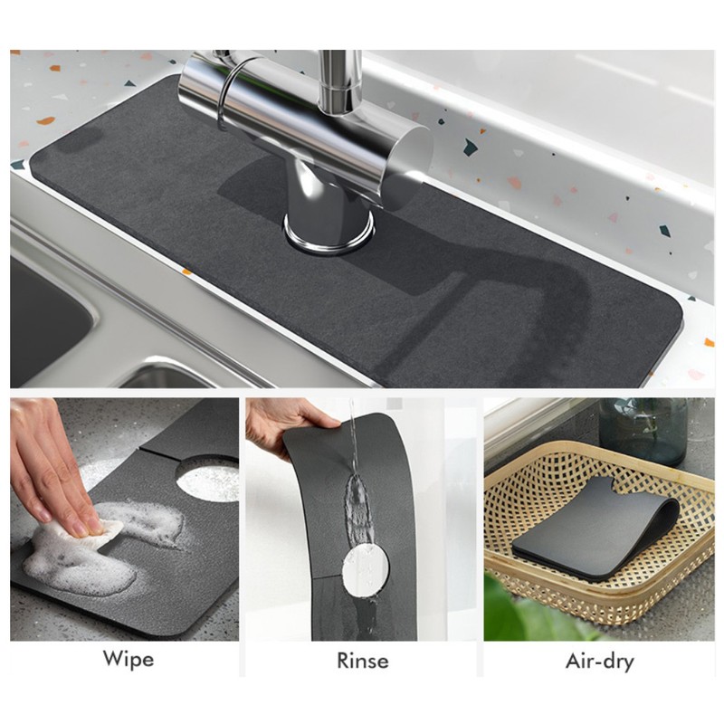 Splash Guard for Sink Faucet Diatomite Super Absorbent Fast Drying
