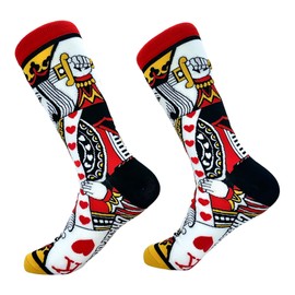 Crazy Dog T-Shirts Men's King Of Hearts Socks Funny Cool Vintage Playing Cards Novelty Footwear