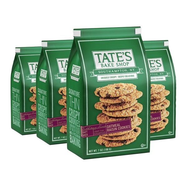 Tate's Bake Shop Oatmeal Raisin Cookies, Cookies, 7 Ounce (Pack of 4)
