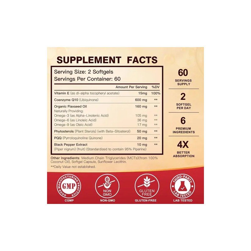 Coq10 600mg Con 120 Softgels Salud Corazon Hecho En Usa