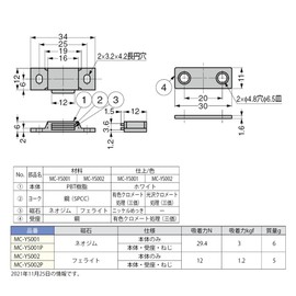 Sugatsune MC-YS001P Lamp Mark, Small, Strong Magnetic Catch, MC-YS001P, White