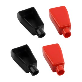 Wevdn 4 PCS Battery Terminal Covers, Positive Negative Top Post Insulating Stud Battery Protective Cap, Soft Flexible Battery Terminal Protector Cover for Car Truck Boat