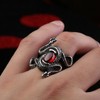 Ouroboros Snake Ring, Red Stone Snake Ring for Men, Coiled