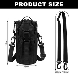Lvjkes Bottle Holder Backpack, Bottle Holder Belt, Nylon Material with Drawstring, Adjustable, for Camping, Travel, Mountaineering (Black-B)