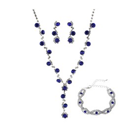 FDEETY Jewellery Set Women's Bridal Rhinestone Necklace Earrings Bracelets Sets Bridesmaid Jewellery Set Gift Bridal Jewellery Wedding for Bride Bridesmaid, Zinc