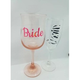 Decal Label for Wedding Party champagne flutes glasses/wine glasses Stickers