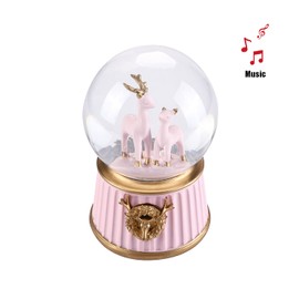 Musical Snow Globe Light Up Crystal Ball Music Box Automatic Snowfall Elk Illuminated Snow Globe Desktop Ornament Christmas New Year Valentine's Day Birthday Gift for Kids Girls Children Adults